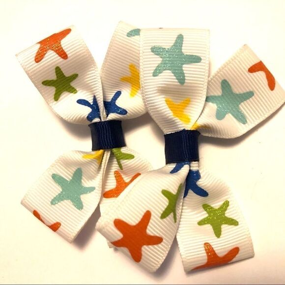 Bow pair hair bows accessories star fish beach NEW - Picture 2 of 15